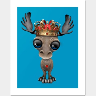 Cute Royal Moose Wearing Crown Posters and Art